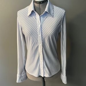Large Express shirt, blue and white shirt